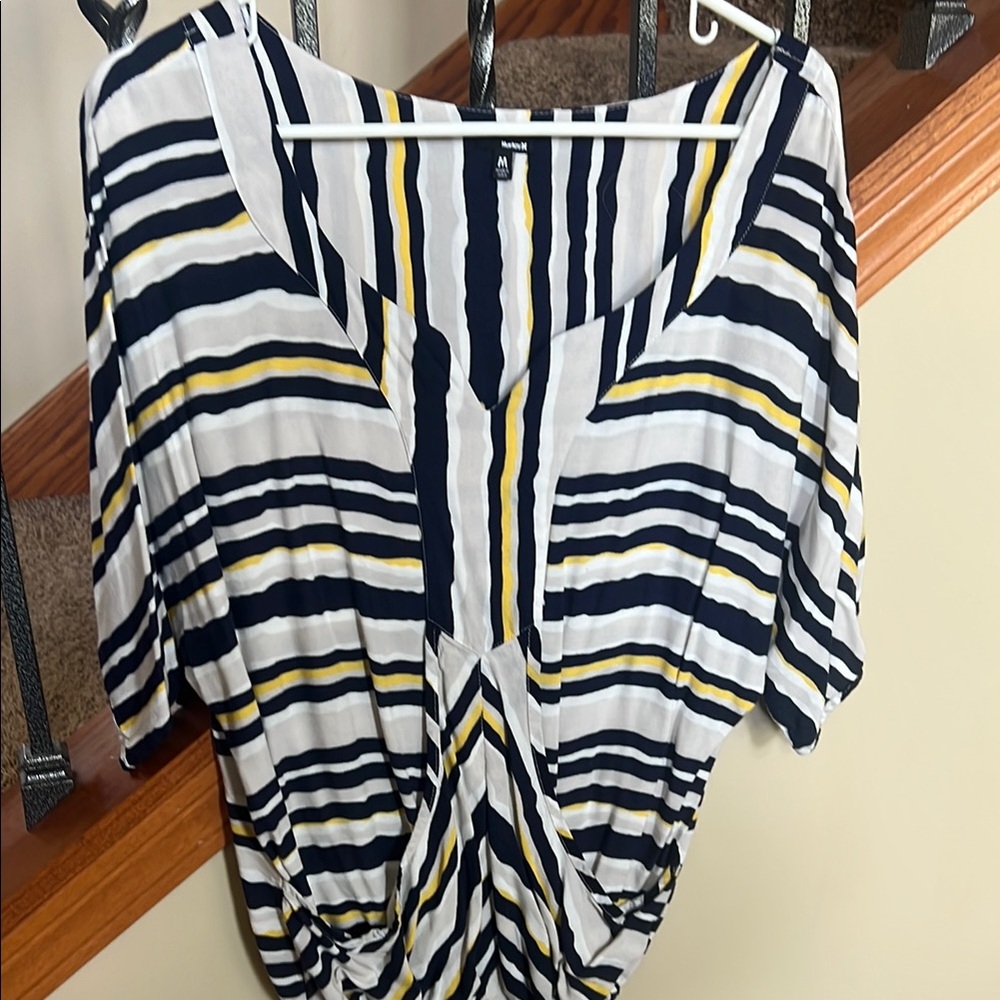Hurley Blue and White 3/4 Sleeve Blouse